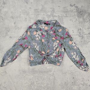 Floral Knot-Front Blouse